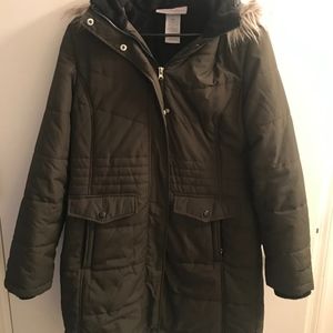 Faux Fur Trim Hooded Quilted Parka Jacket